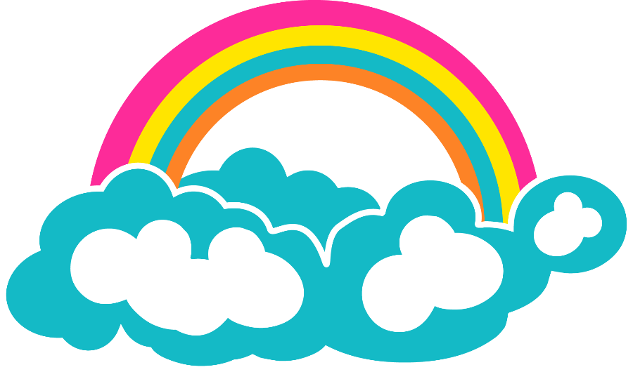 Colorful Rainbowand Clouds Graphic PNG