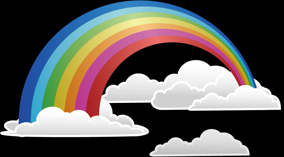 Colorful Rainbowand Clouds Illustration PNG