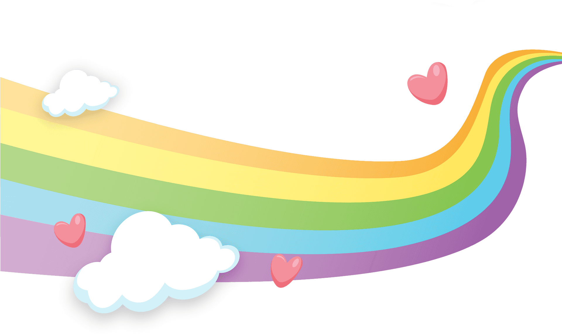 Colorful Rainbowand Hearts PNG