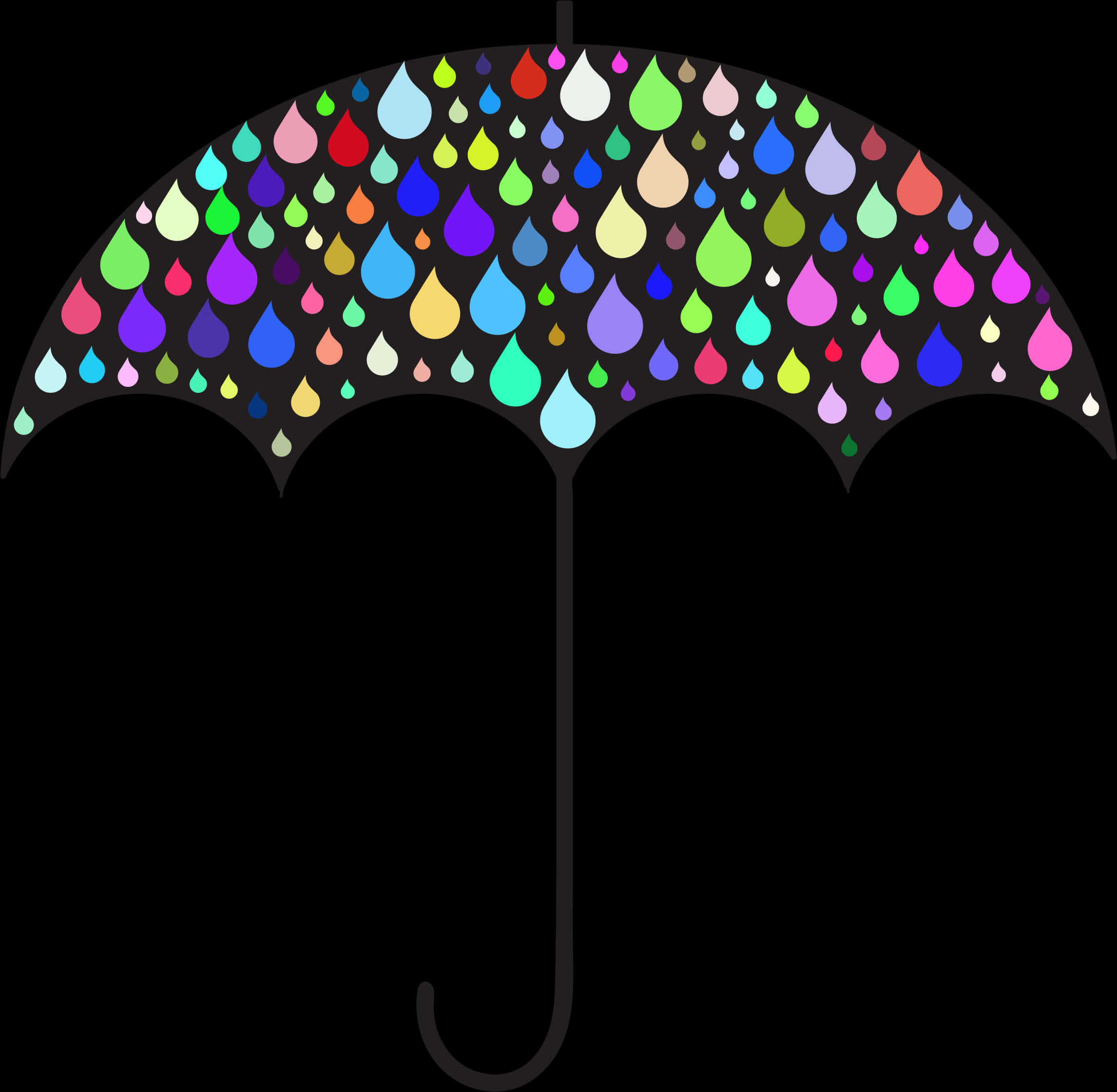 Colorful Raindrop Umbrella PNG