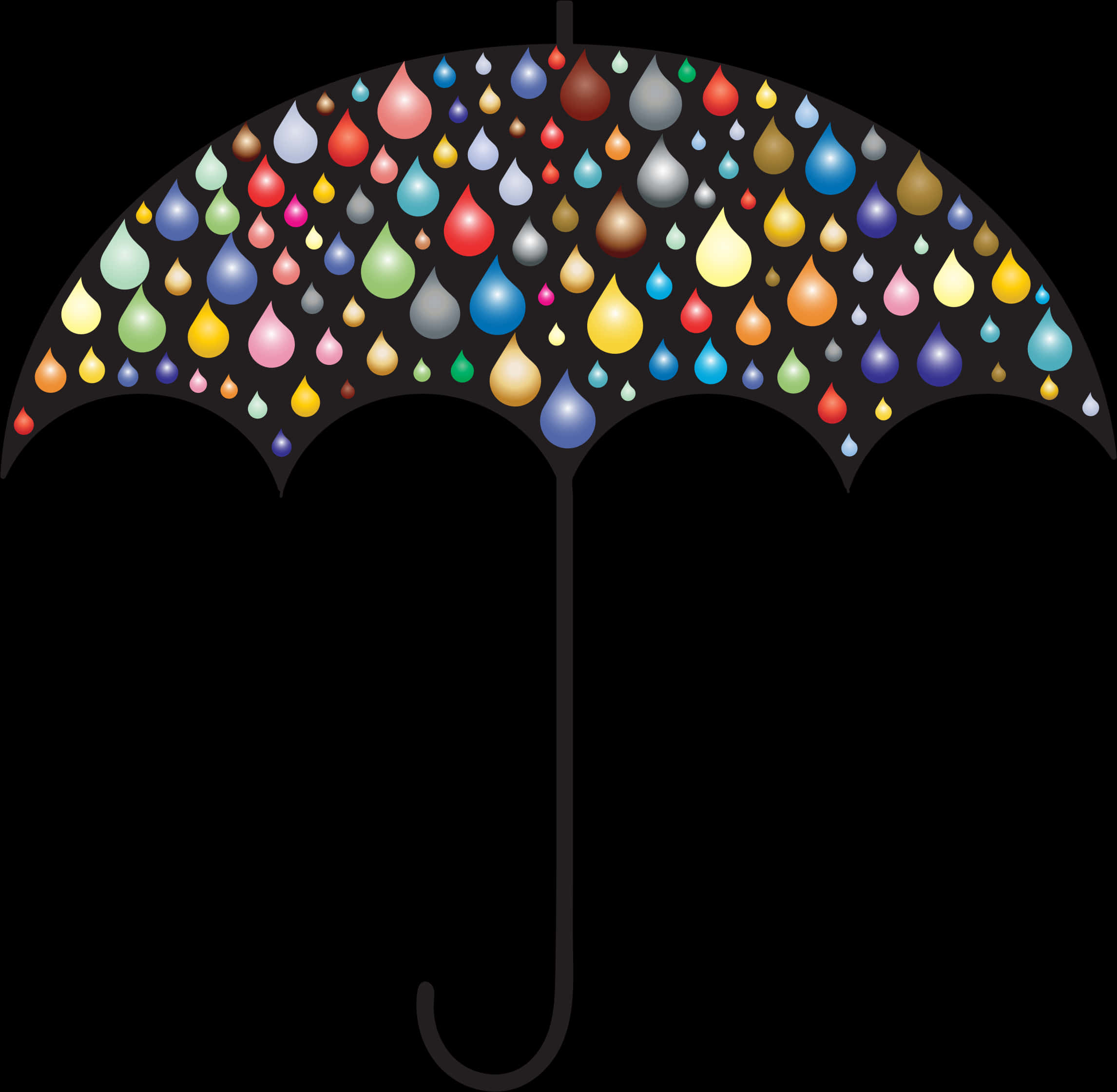 Colorful Raindrops Umbrella PNG
