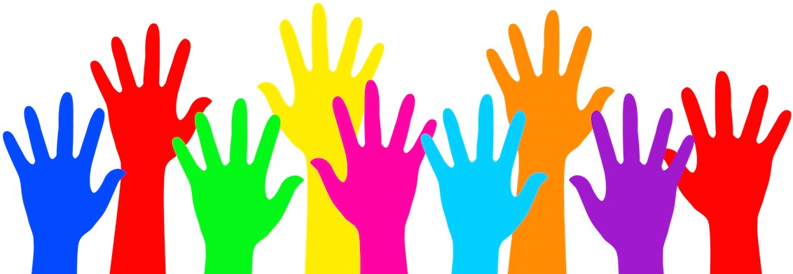 Colorful Raised Hands Celebration PNG