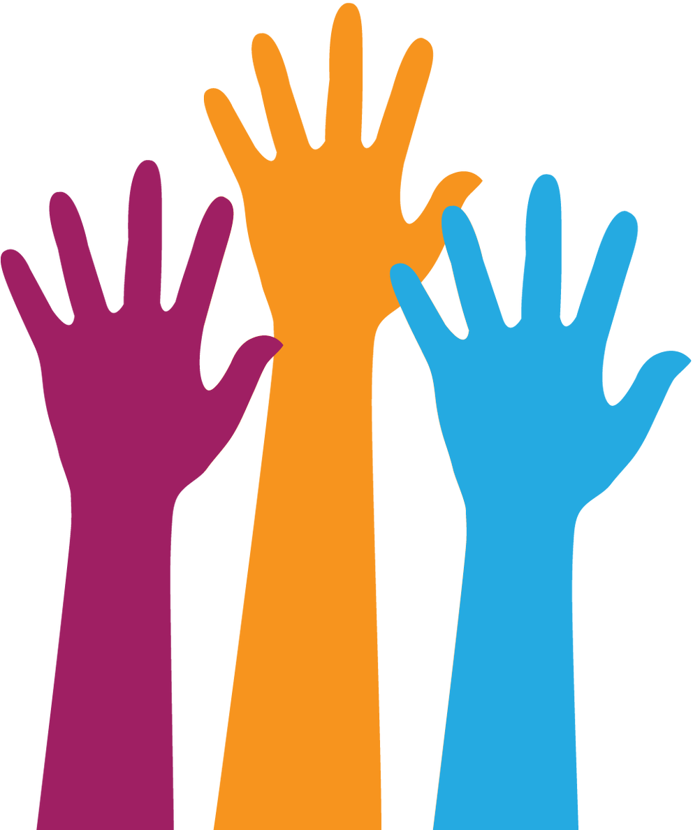 Colorful Raised Hands Vector PNG