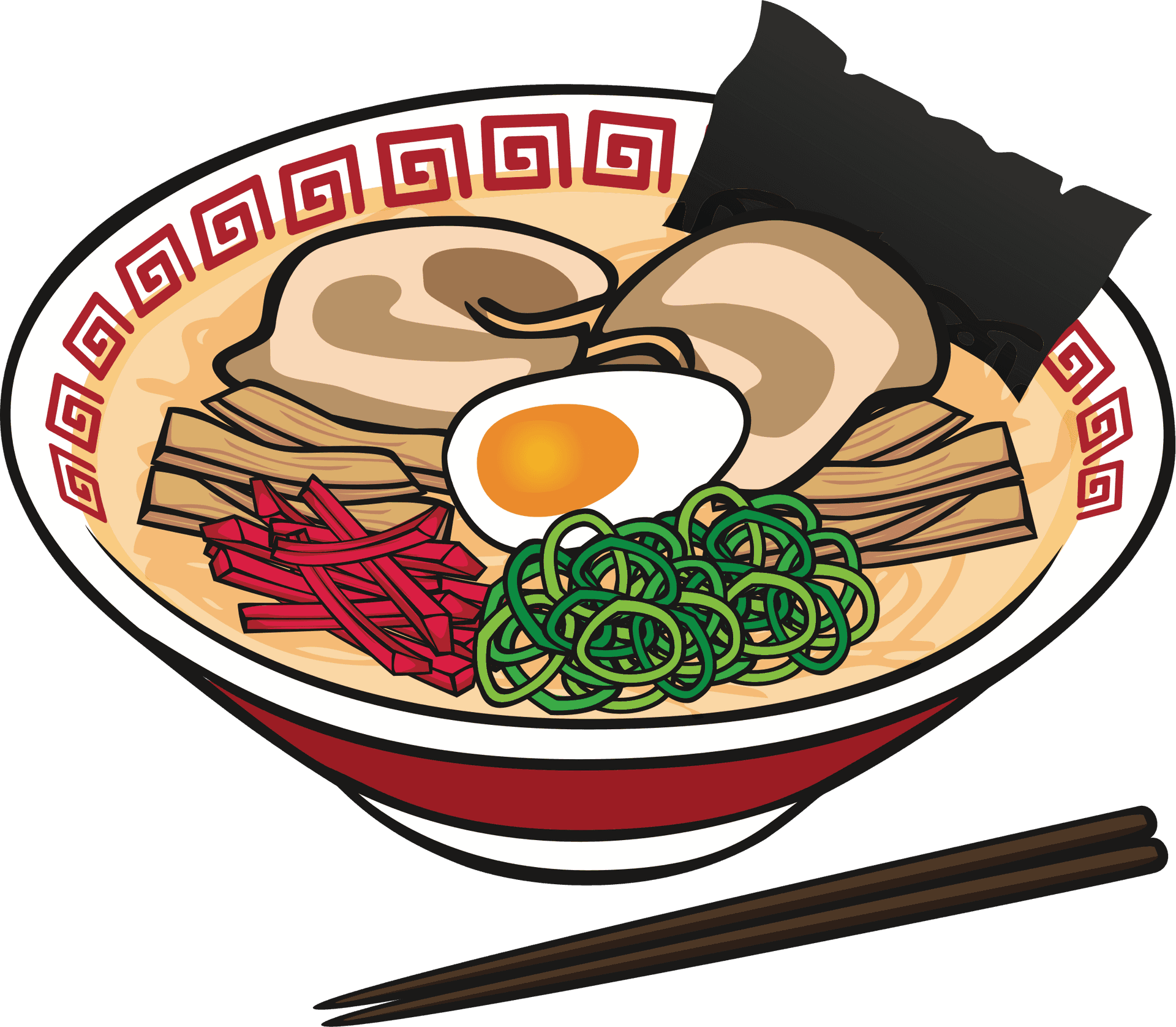 Colorful Ramen Bowl Illustration PNG