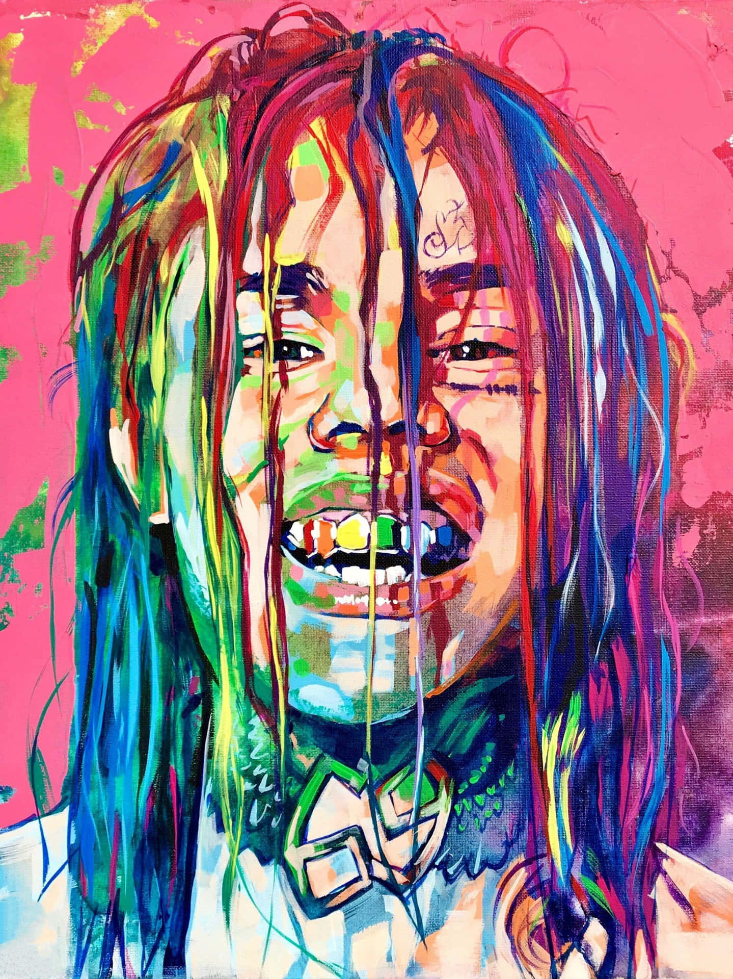 Portrait Coloré D'artiste De Rap Fond d'écran