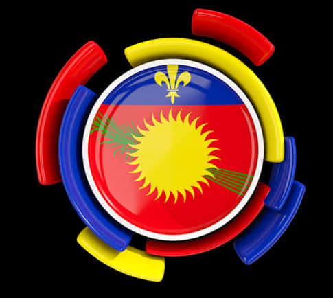 Colorful Recycle Symbolwith Guadeloupe Flag PNG
