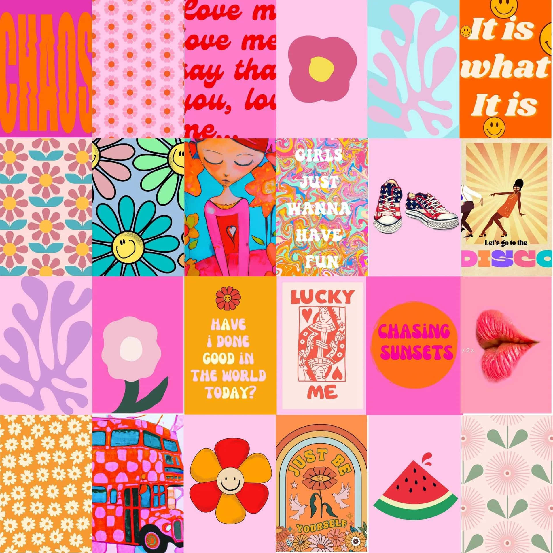 Colorful Retro Collage Aesthetic Wallpaper