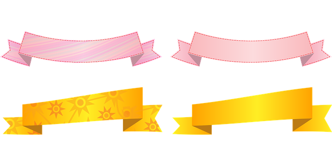 Colorful Ribbon Banners Vector PNG