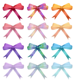 Colorful Ribbon Bows Collection PNG