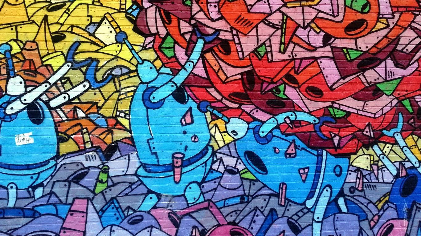Colorful Robots Graffiti Laptop Wallpaper