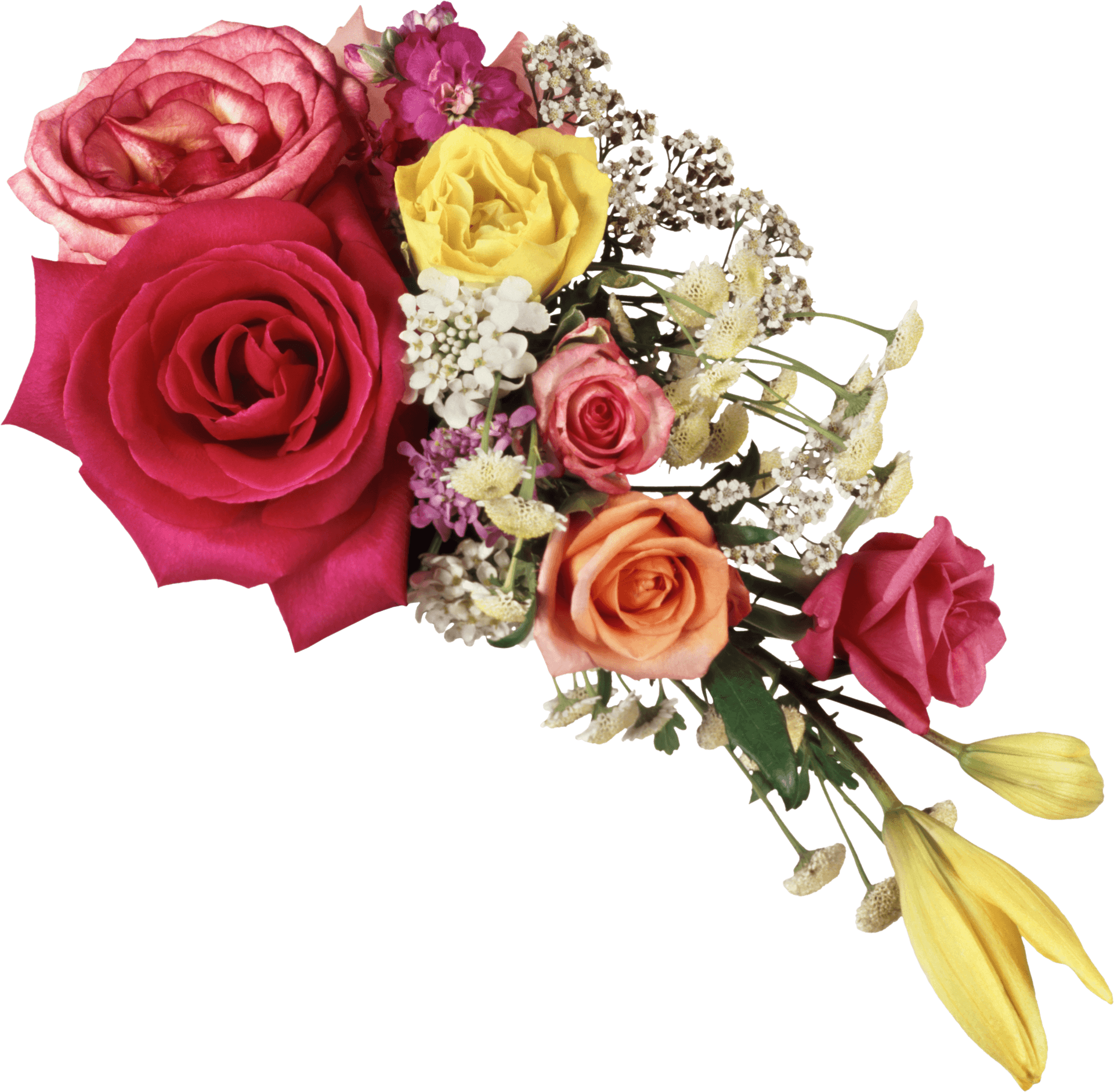 Colorful Rose Bouquet Floral Arrangement PNG