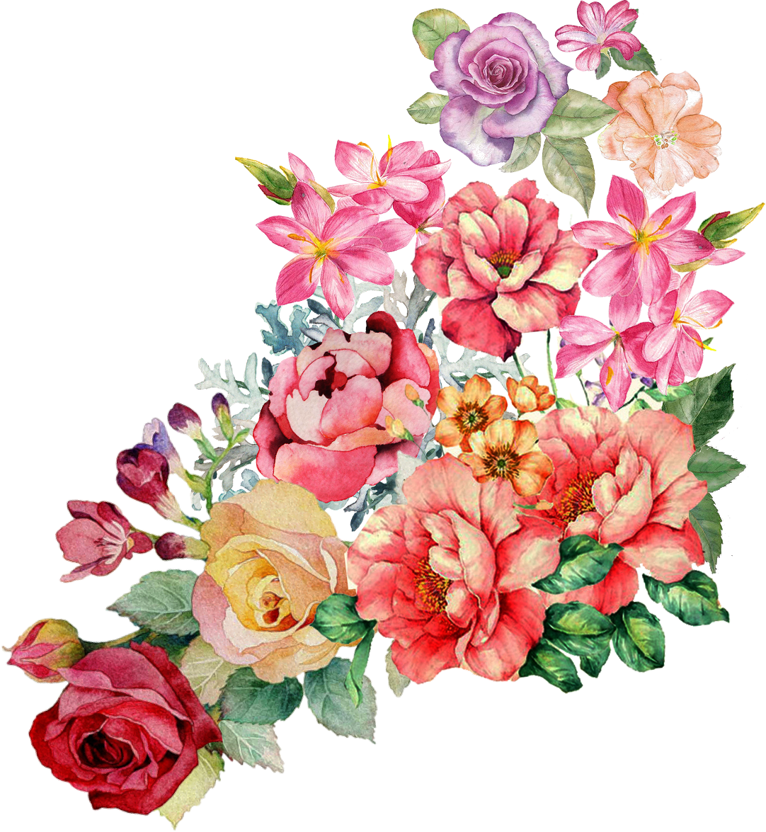 Colorful Rose Flower Bouquet Vector PNG