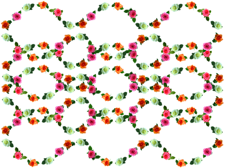 Colorful Rose Pattern Black Background PNG