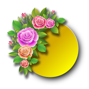 Colorful Roses Artistic Design PNG