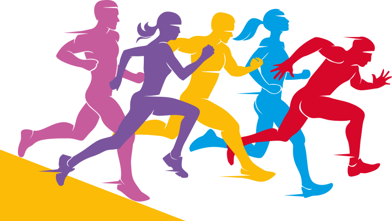 Colorful Runners Silhouette Graphic PNG