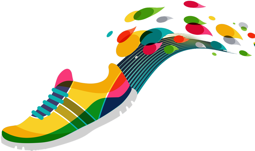 Colorful Running Shoe Artwork PNG