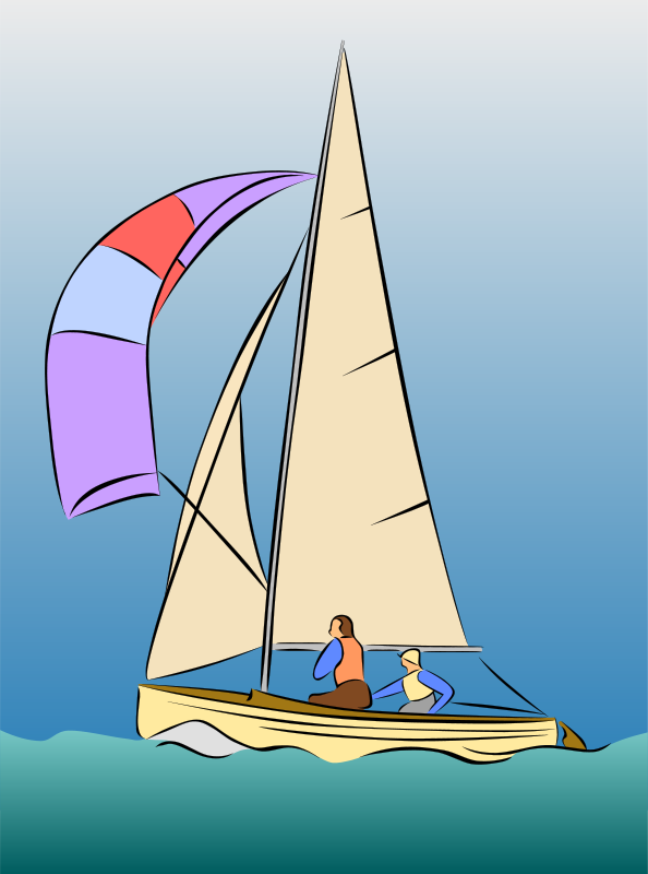 Colorful Sailboat Cartoon Illustration PNG