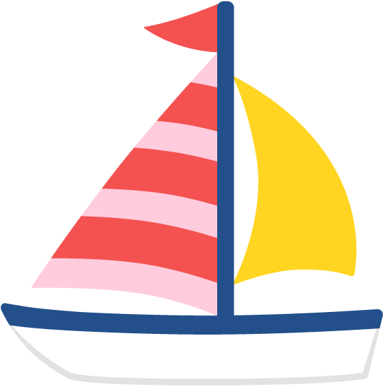 Colorful Sailboat Illustration PNG