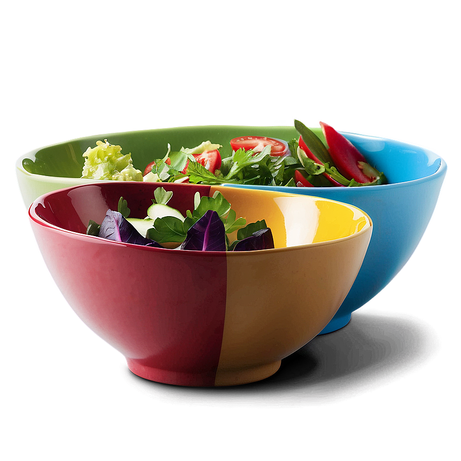 Colorful Salad Bowl Set Png 06202024 PNG