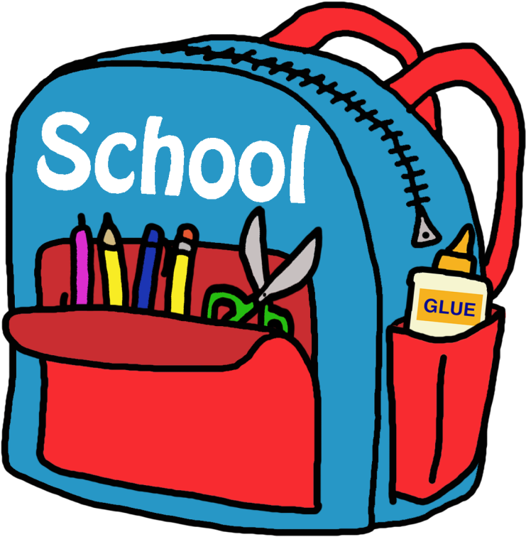 Colorful School Backpack With Supplies PNG