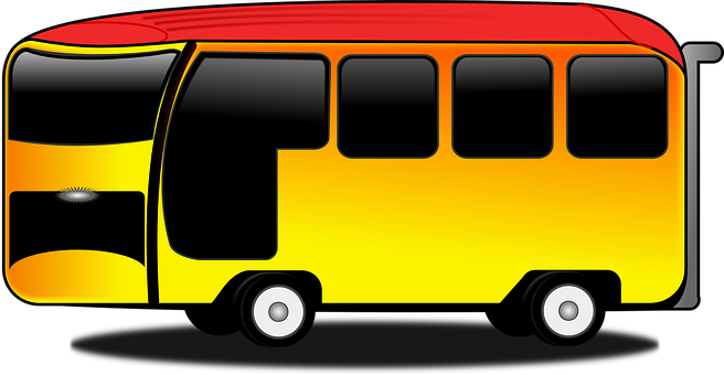 Colorful School Bus Cartoon PNG