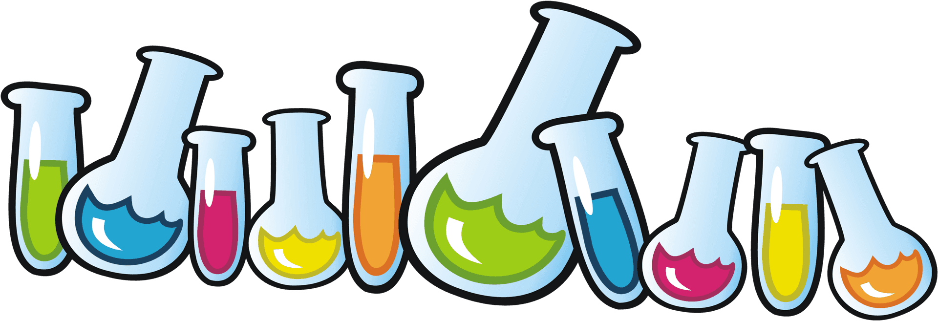 Colorful Science Beakers PNG