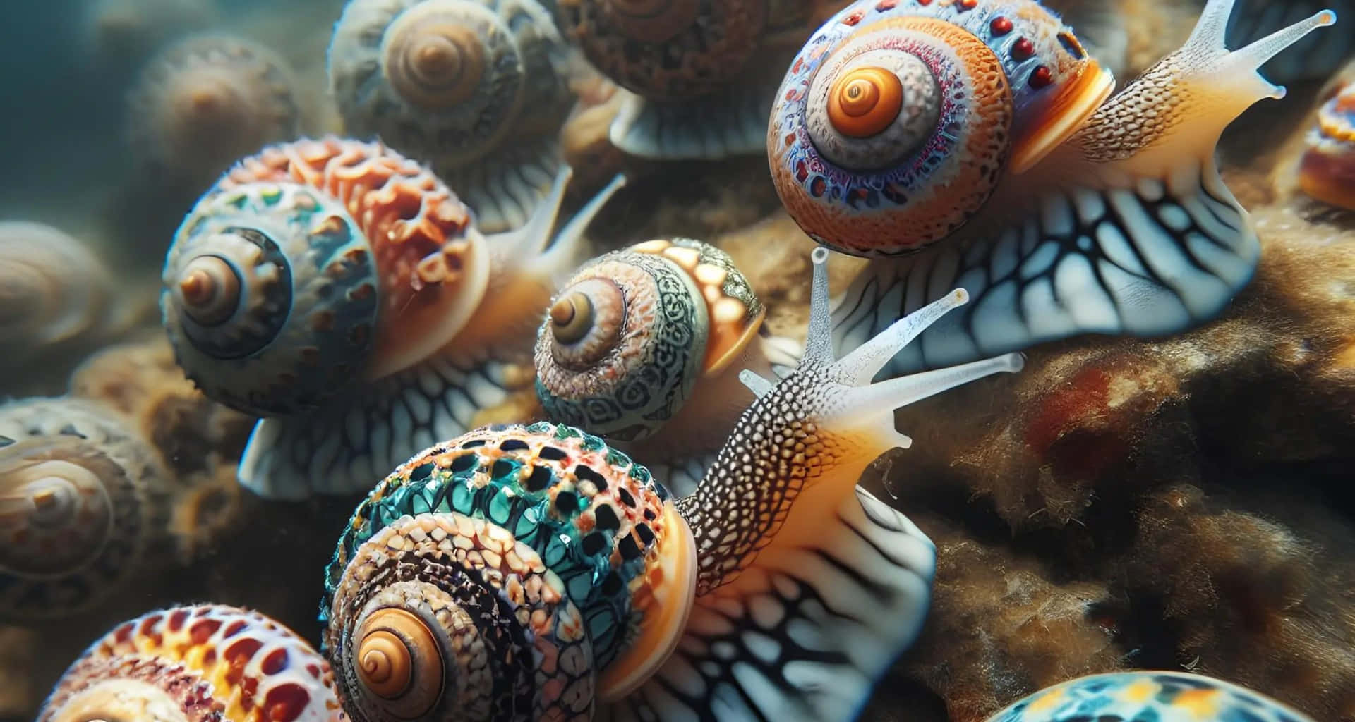 Colorful_ Sea_ Snails_ Underwater Wallpaper