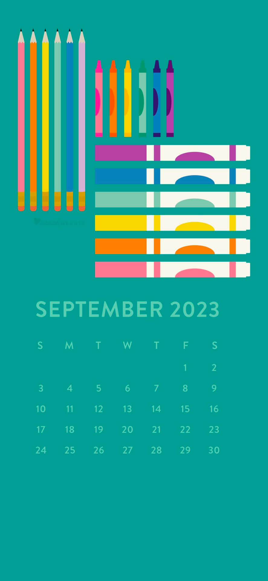 Kleurrijke September 2023 Kalender Wallpaper Achtergrond