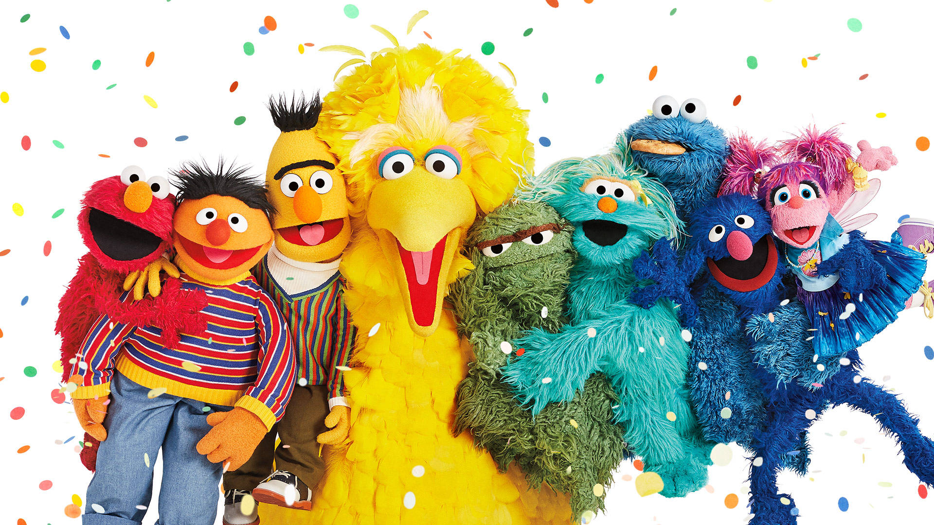 Colorful Sesame Street Group Photo