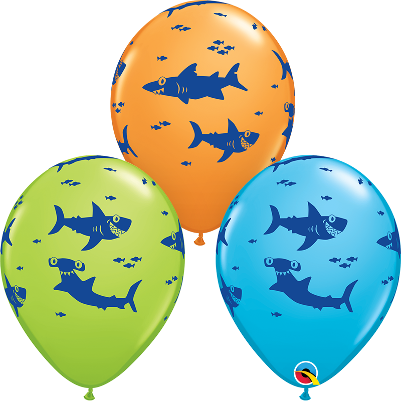 Colorful Shark Print Balloons PNG
