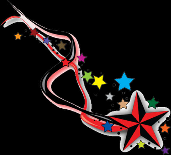 Colorful Shooting Star Graphic PNG