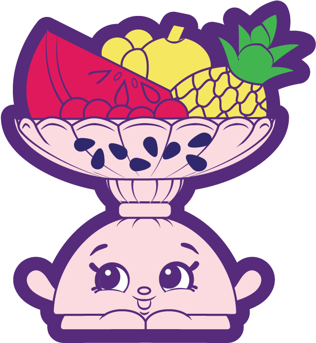 Colorful Shopkins Fruit Bowl Character PNG