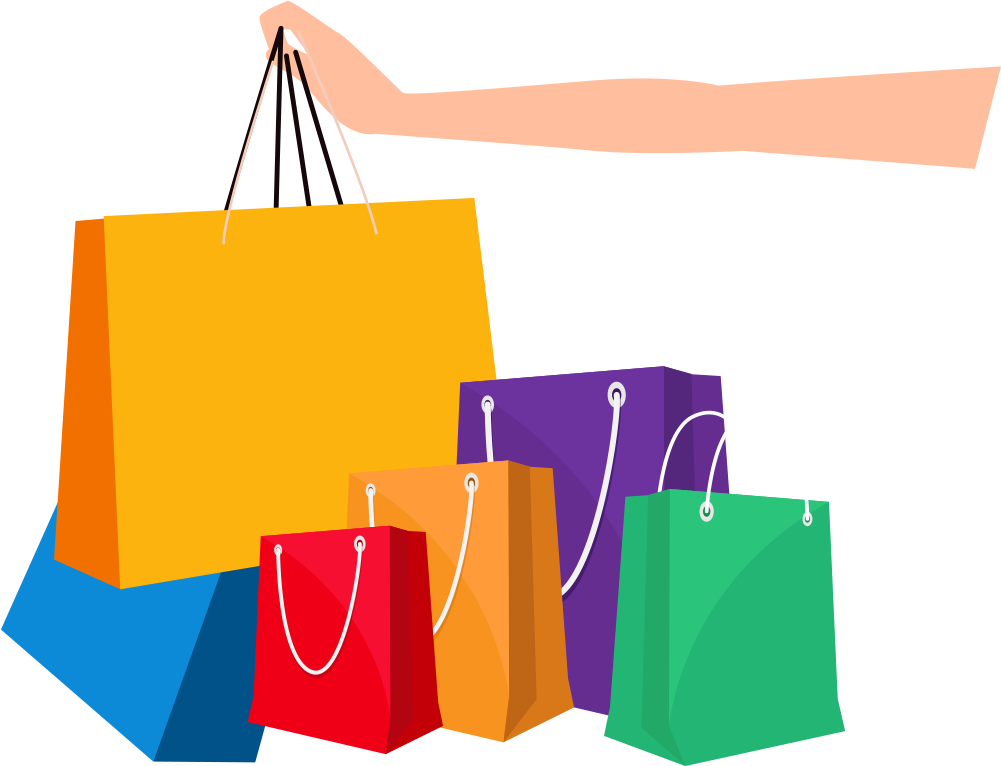 Colorful Shopping Bags Graphic PNG