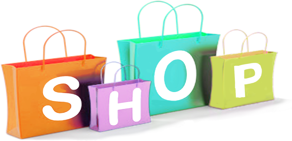 Colorful Shopping Bags With Shop Text PNG