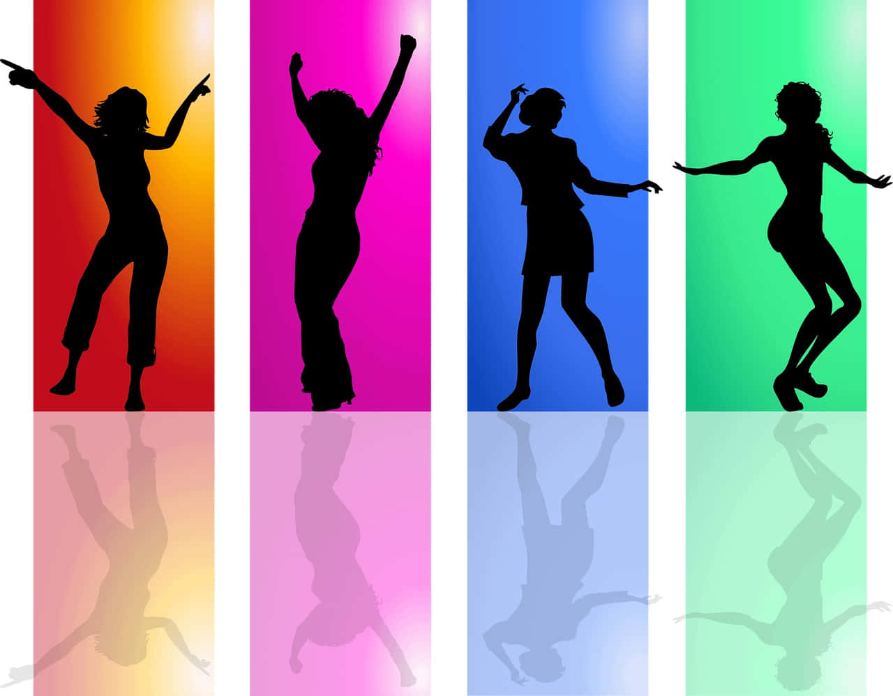 Colorful Silhouette Dance Collage Wallpaper