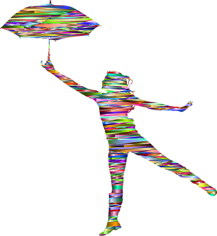 Colorful Silhouette Umbrella Dance.jpg PNG