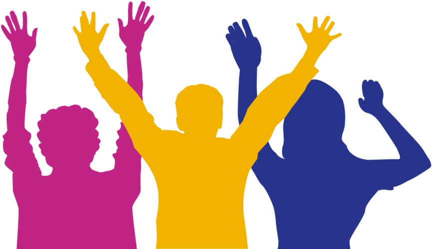 Colorful Silhouettes Cheering Crowd PNG