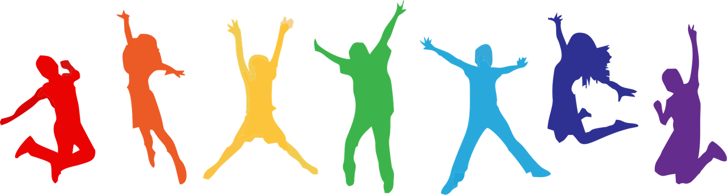 Colorful Silhouettes Jumping Happiness PNG