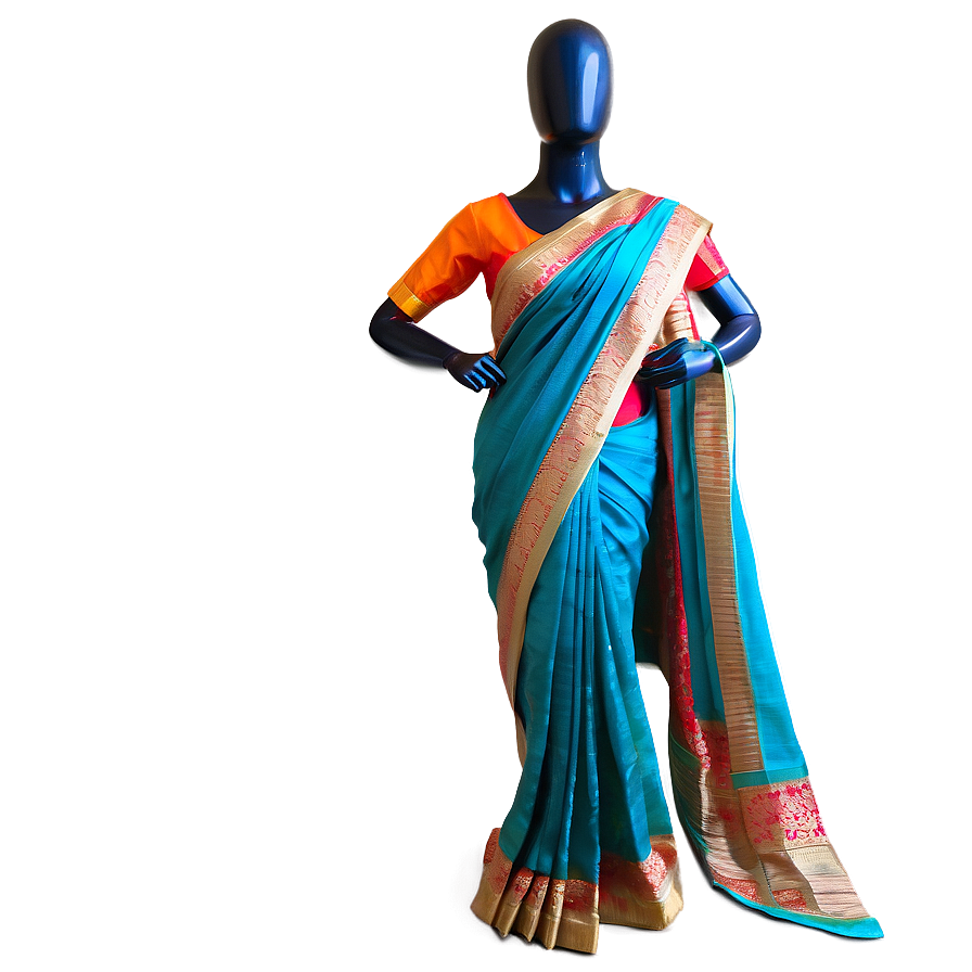 Colorful Silk Saree Png 14 PNG