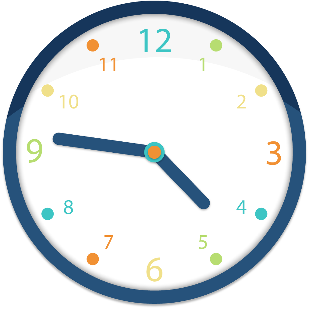 Colorful Simple Wall Clock Clipart PNG