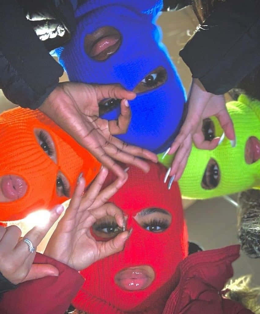 Colorful Ski Mask Group Aesthetic Wallpaper