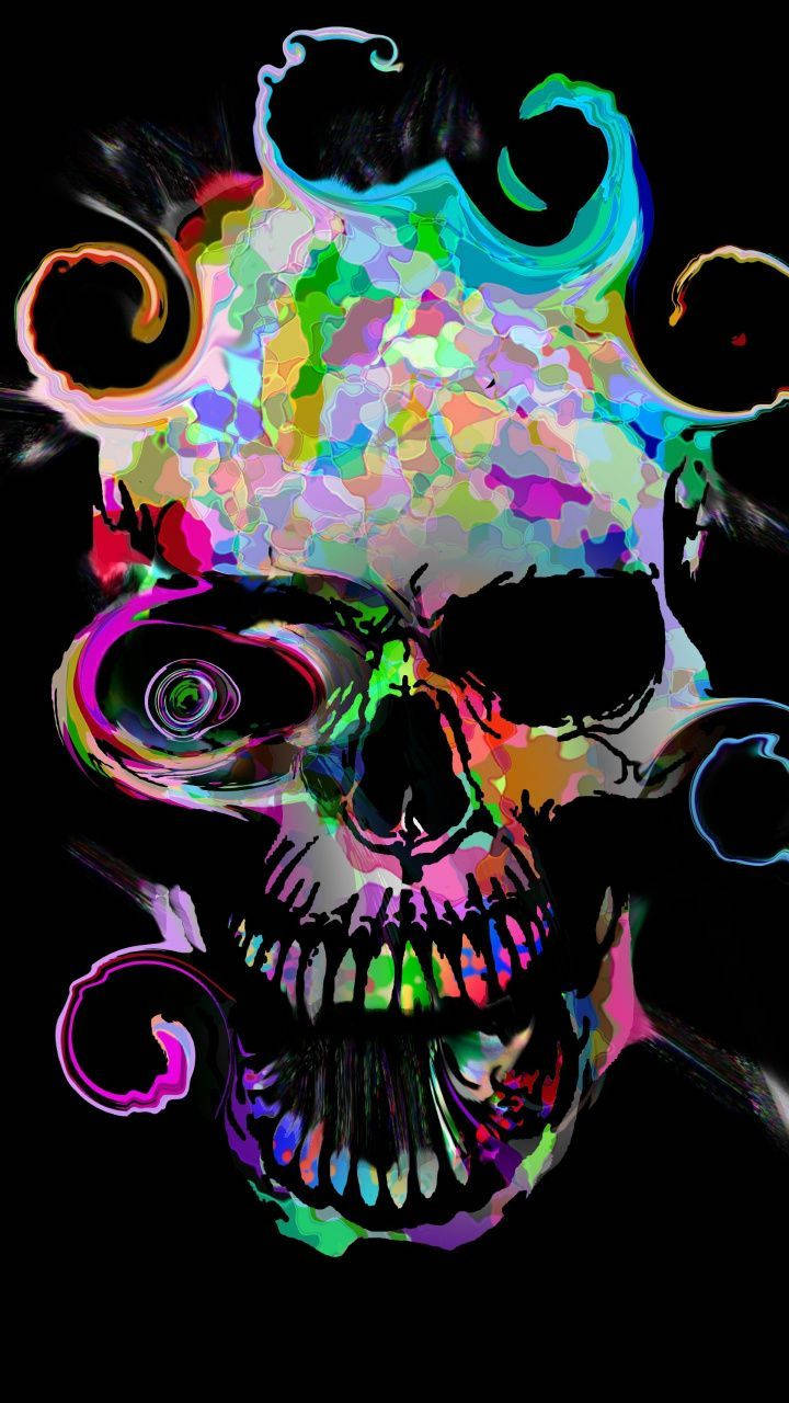 Colorful Skull With Smoky Effect Wallpaper