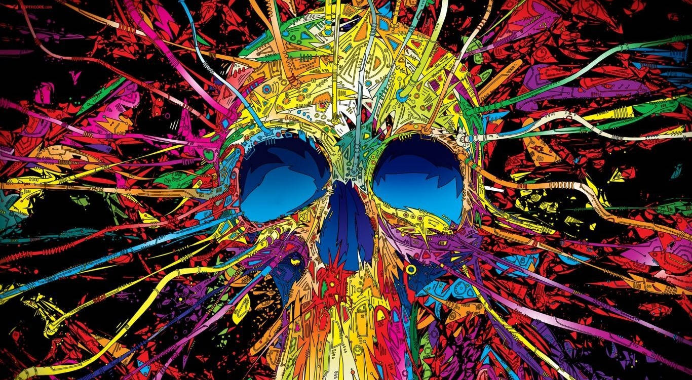 A Colorful Skull Artwork Wallpaper
