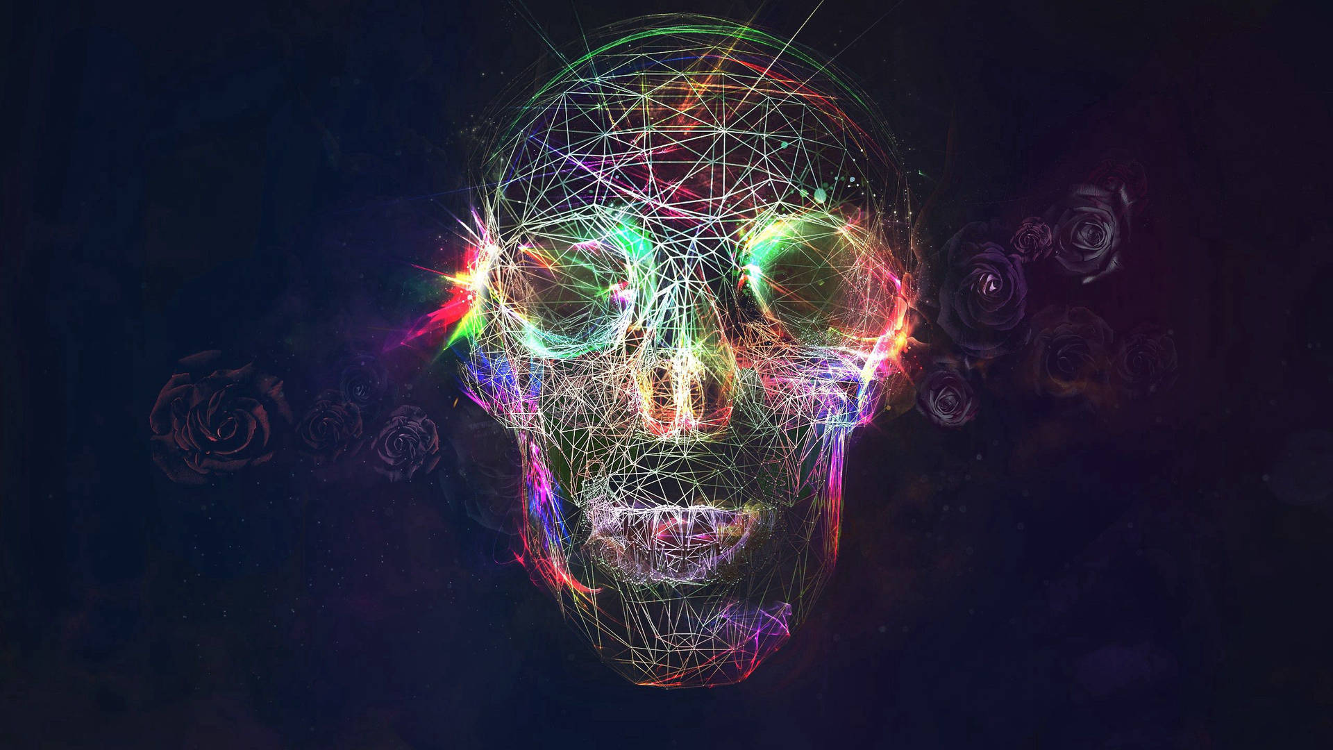 "A Bright and Colorful Skull Symbolizing Life and Death" Wallpaper