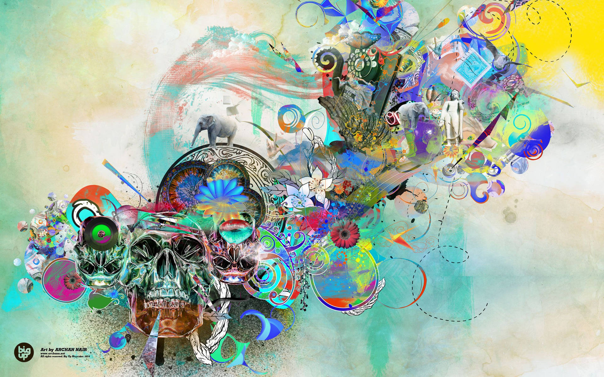 Colorful Skull Abstract Art Wallpaper