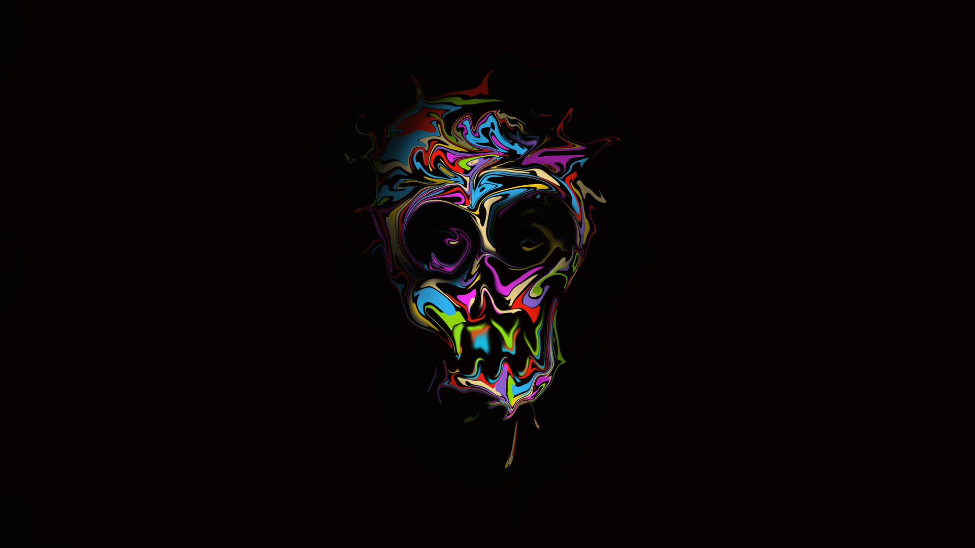 Colorful Skull With Swirl Effects Wallpaper