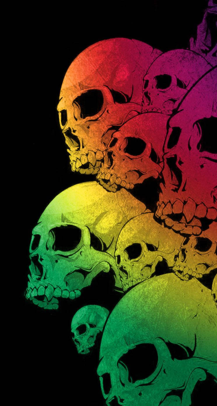 Colorful Skull With Sharp Fangs Wallpaper