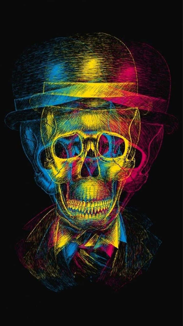 Colorful_ Skull_with_ Top_ Hat_ Trippy_ Art Wallpaper