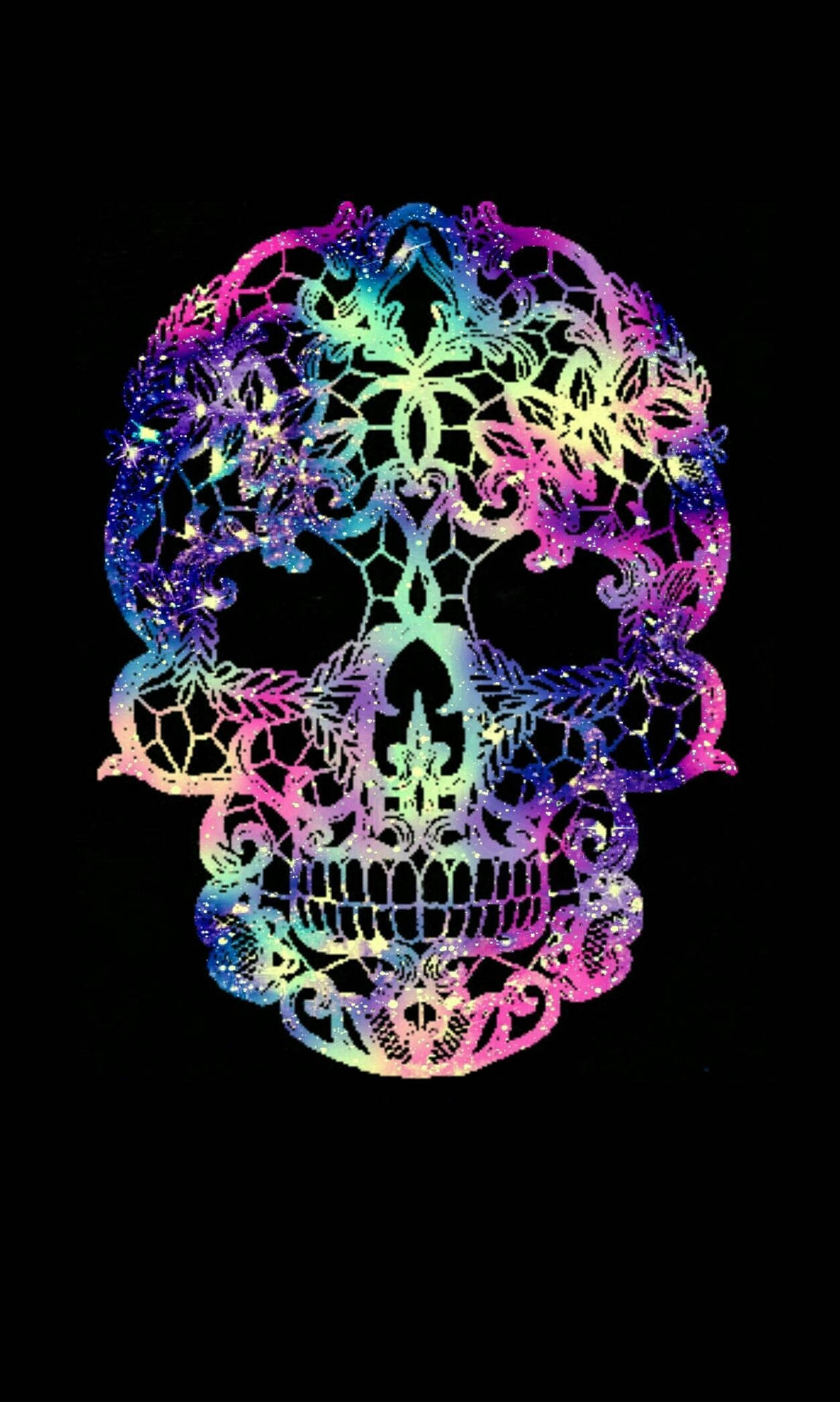 Beautiful Dia De Los Muertos Colorful Skull Wallpaper