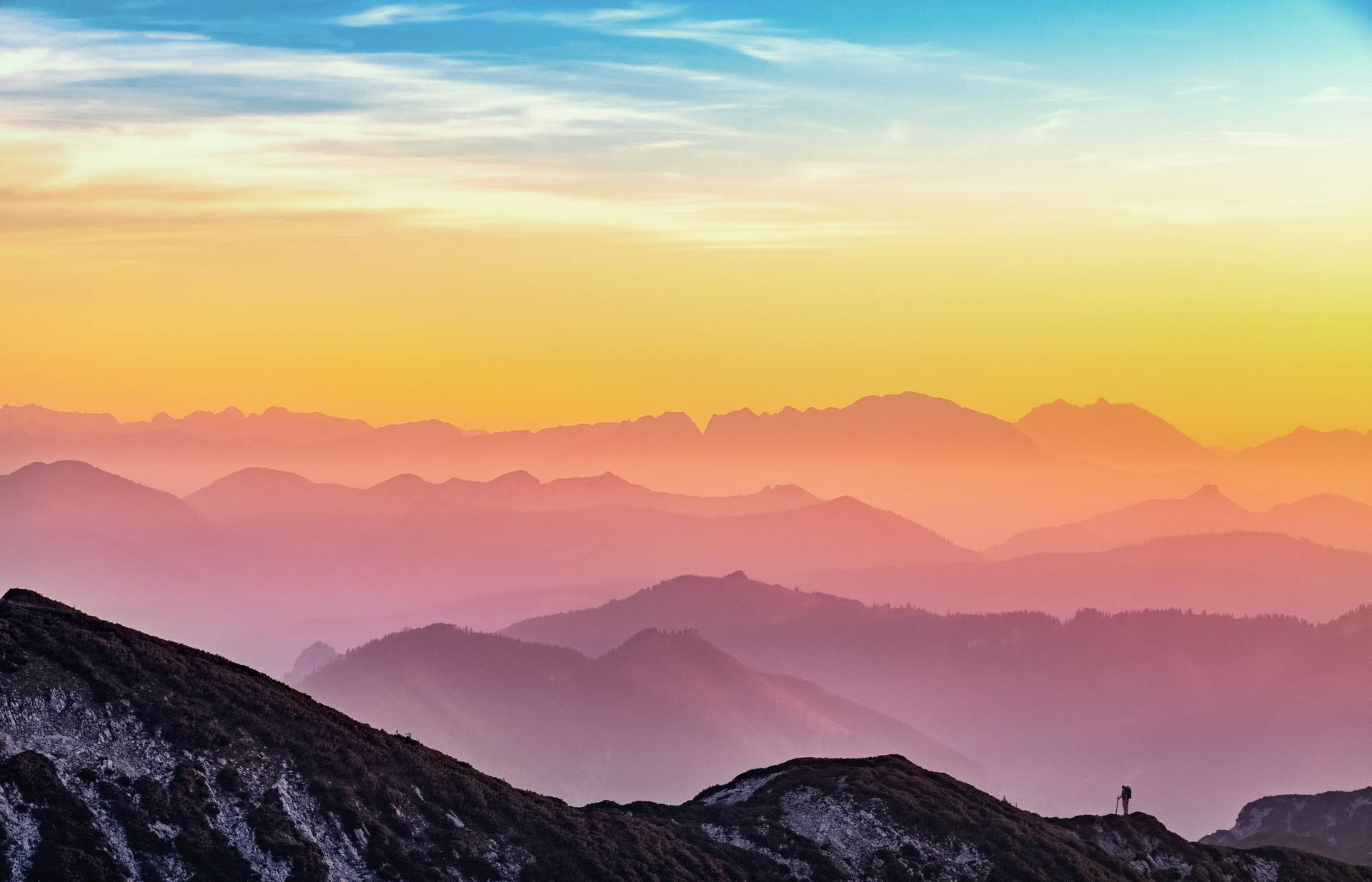 Colorful Sky And Mountains 4k Flat Wallpaper